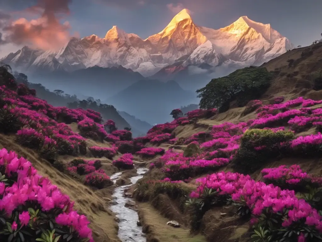 Rhododendron flowering season in Nepal
